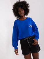 Hurt Kobaltowa krótka bluzka na co dzień z aplikacją