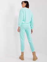 Hurt Miętowy komplet welurowy z bluzą bez kaptura