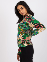 Zielona wzorzysta bluzka z łańcuszkiem Nicola
