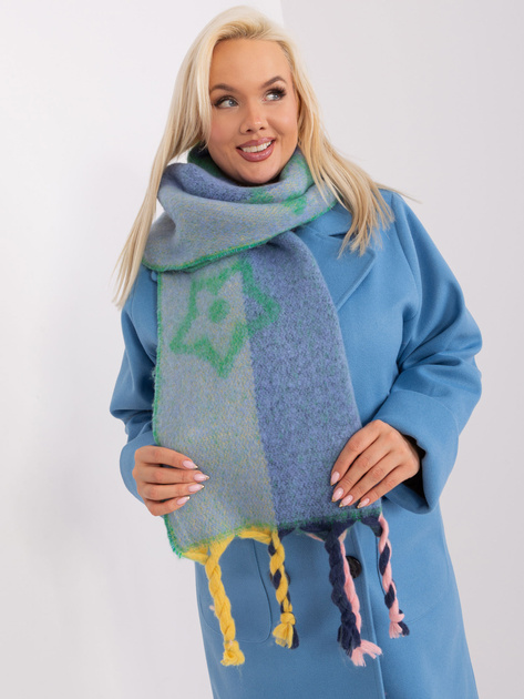 Hurt Zielony damski szal z frędzlami