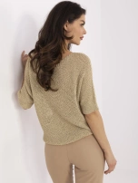 Hurt Złoty damski sweter oversize z krótkim rękawem