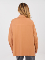 Ceglasta damska koszula oversize z bawełny 