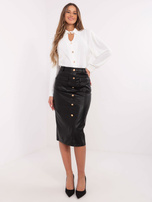 Hurt Czarna midi spódnica z ekoskóry z kieszeniami