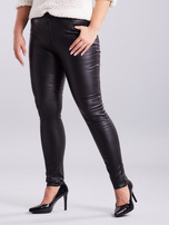 Czarne woskowane spodnie skinny PLUS SIZE