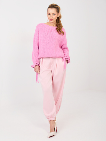 Jasnoróżowe dresowe spodnie ze ściągaczami