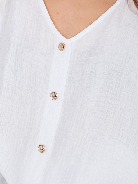 Biała damska bluzka z marszczonego materiału