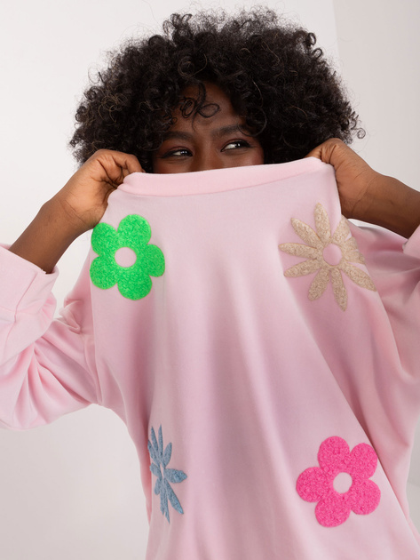 Hurt Jasnoróżowy casualowy komplet welurowy z bluzą