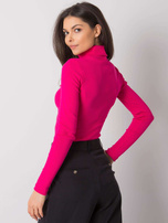 Fuksjowa prążkowana bluzka z golfem Elisee RUE PARIS