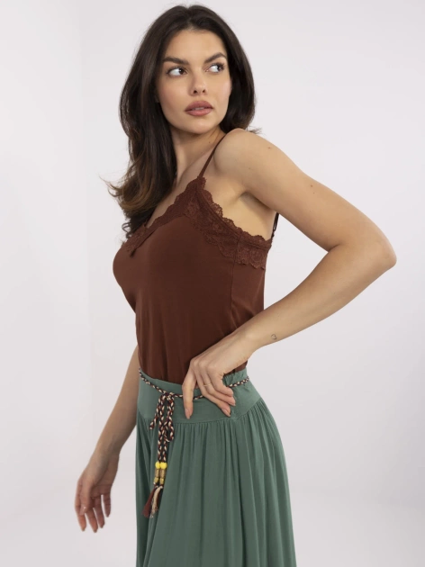 Hurt Ciemnobrązowy top na regulowanych ramiączkach SUBLEVEL