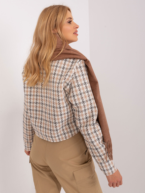 Hurtownia Brązowy dzianinowy damski szal