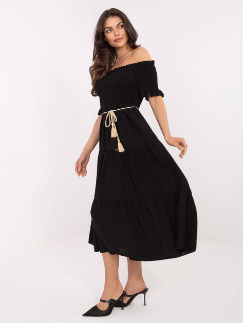 Czarna sukienka hiszpanka z krótkim rękawem