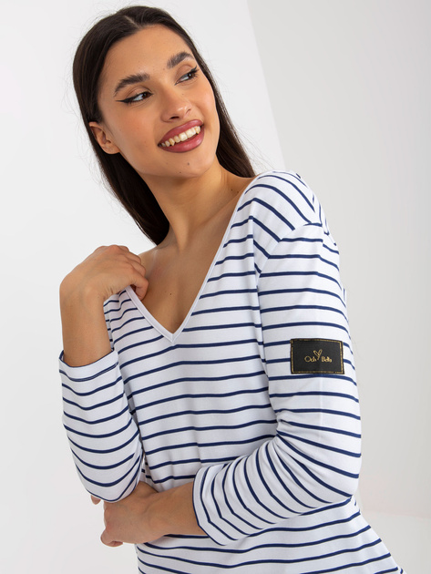 Hurt Biało-granatowa sukienka dresowa z kieszeniami OCH BELLA