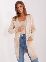 Hurt Jasnobeżowy miękki kardigan z kieszeniami