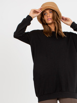 Hurtownia Czarna długa bluza basic z kieszeniami 