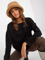 Hurtownia Czarna długa bluza basic z kieszeniami 