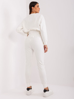Wholesale Ecru casual set with a short sweatshirt.