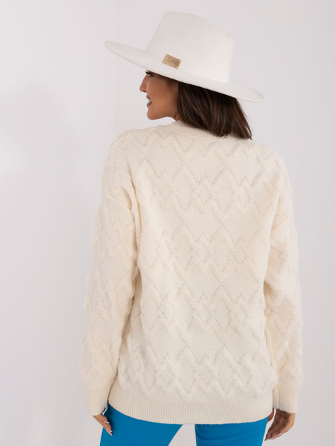 Hurtownia Ecru damski sweter oversize ze ściągaczami