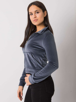 Ciemnoszara welurowa bluza rozpinana Charley RUE PARIS