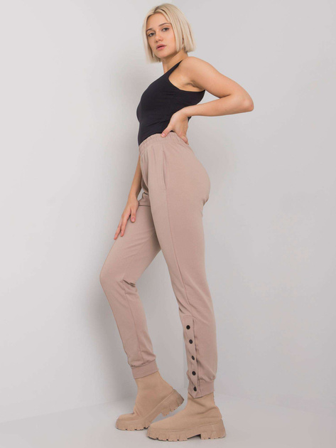 Ciemnobeżowe spodnie dresowe z guzikami Cindy RUE PARIS