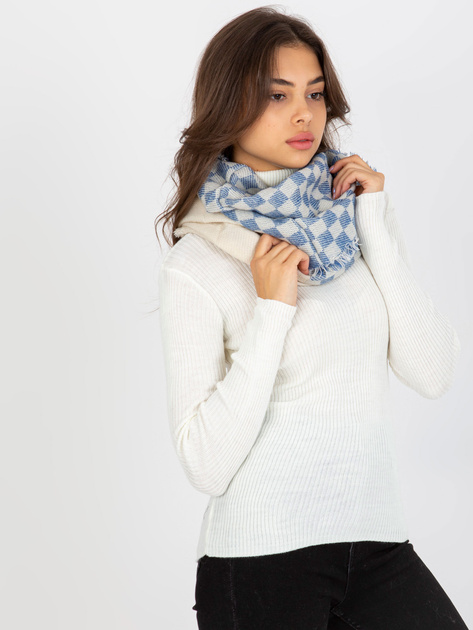 Hurt online Ecru-ciemnoniebieski damski komin w kratę