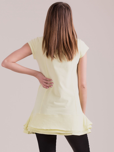 Jasnożółta tunika z warstwowymi falbanami