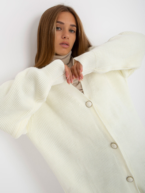 Hurt Ecru długi sweter rozpiany o kroju oversize RUE PARIS