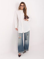 Ecru mini sukienka szmizjerka w paski RUE PARIS