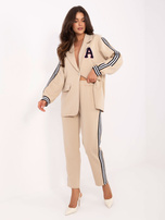 Beżowy damski komplet z literą A RUE PARIS 