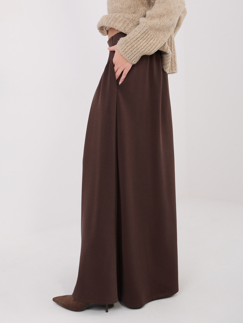 Ciemnobrązowa maxi spódnica z zakładkami