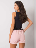 Brudnoróżowe szorty z paskiem Laurell