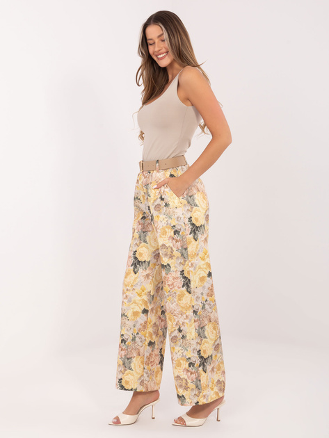 Żółte eleganckie spodnie w kwiaty RUE PARIS