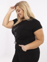 Czarna damska bluzka plus size ze ściągaczami