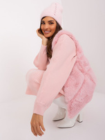 Hurtownia Jasnoróżowa czapka damska zimowa