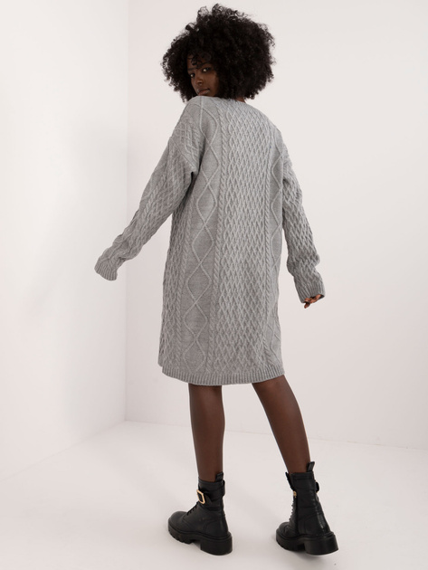 Hurt Szara damska sukienka z dzianiny z długim rękawem