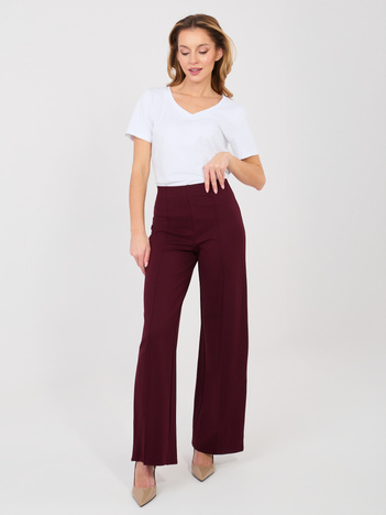 Śliwkowe garniturowe spodnie bez zapięcia RUE PARIS 