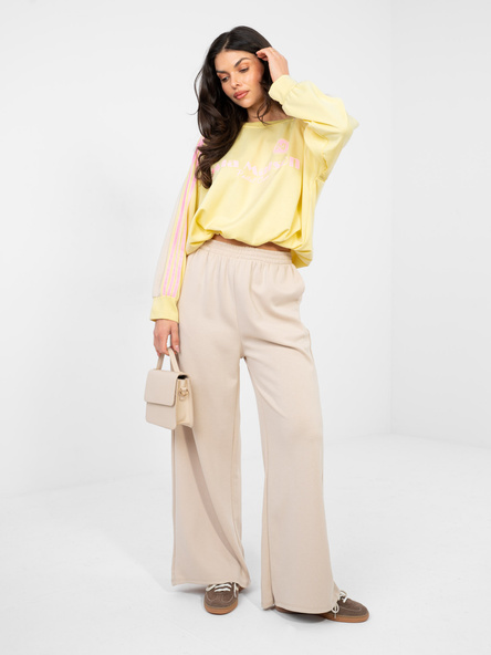 Beżowo-żółty komplet z kontrastowymi lampasami RUE PARIS