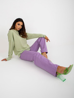 Hurt Pistacjowa luźna bluza bez kaptura z okrągłym dekoltem