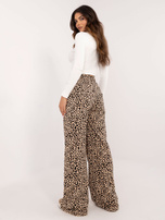 Hurt Ecru-beżowy casualowy komplet ze spodniami panterkę