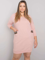 Brudnoróżowa sukienka plus size z kieszeniami Susan 