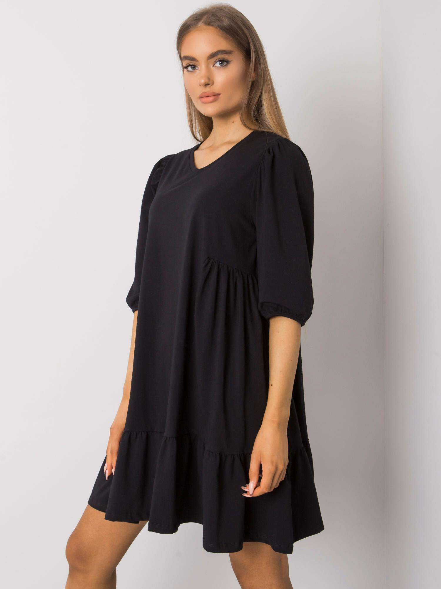 Yelda Black Cotton Dress 