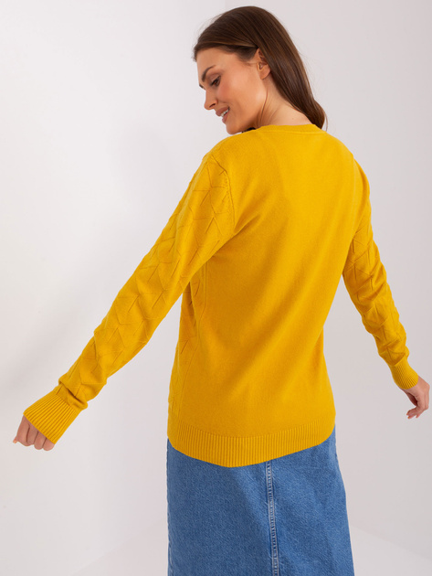 Hurt Ciemnożółty sweter klasyczny z długim rękawem