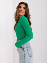 Hurt Zielona prążkowana bluzka z dekoltem V