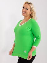 Hurt Jasnozielona gładka bluzka plus size z bawełny