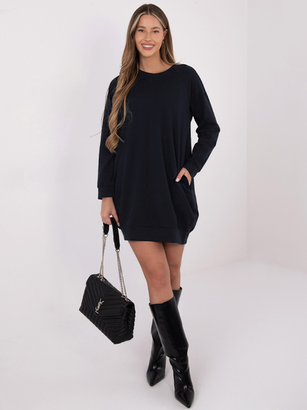 Granatowa dresowa sukienka z kieszeniami BASIC FEEL GOOD 