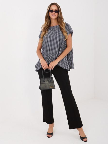 Granatowa letnia bluzka w kratkę