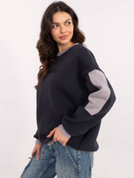 Hurtownia Granatowa bluza bez kaptura ze ściągaczami