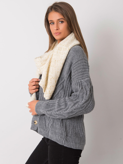 Ecru szalik damski ze złotą nicią