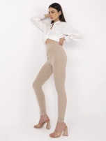 Beżowe damskie legginsy high waist