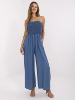 Dark blue summer jumpsuit made of thin denim.