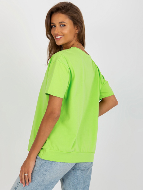 Hurt Limonkowa bluzka oversize z okrągłym dekoltem